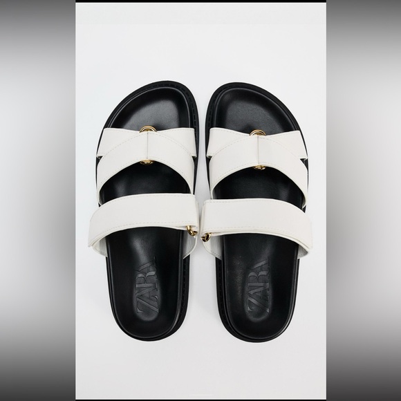 Zara Contrasting Flat Sandals - Picture 1 of 6